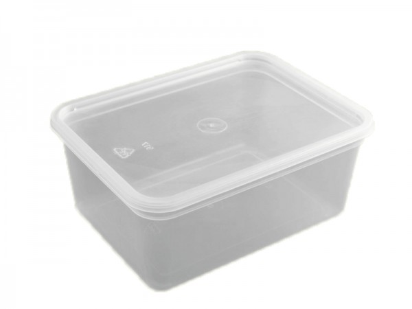 50 Rechteckbecher mit Deckel transparent, milchig 1065 ml