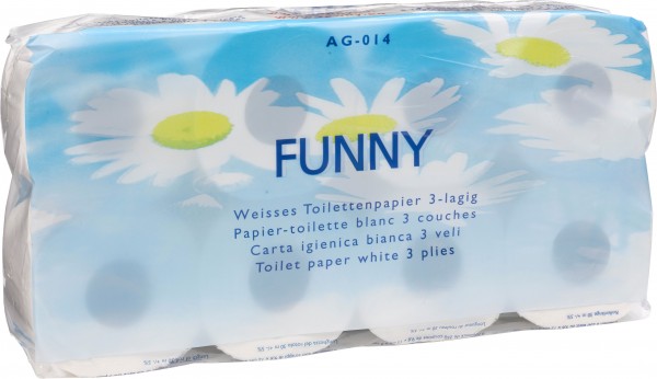 Toilettenpapier 3-lagig, 9,4x11 cm, hochweiß, 250 Blatt (9x8 Rollen)