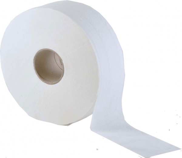 Jumbo Toilettenpapier 2-lagig, 9,5x19 cm, Ø 25 cm, hochweiß (6 Rollen)