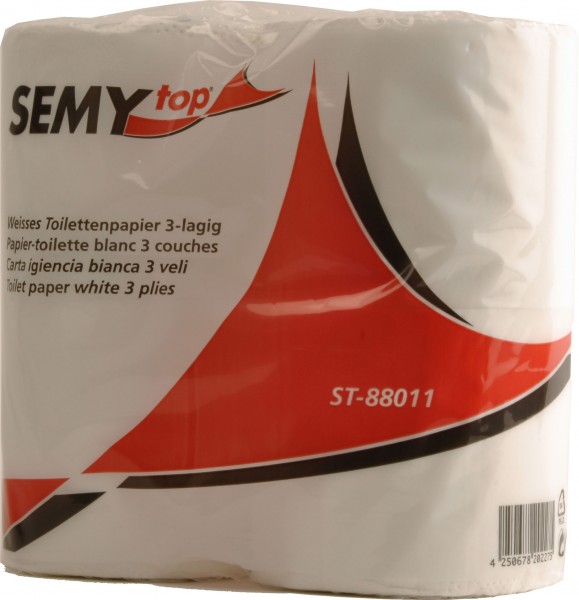 Toilettenpapier 3-lagig, 9,6x11 cm, hochweiß, 200 Blatt (16x4 Rollen)