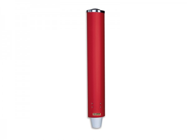 Becherspender für Papier+Plastik Becher mit Becher Ø 64-83 mm, rot Wandmontage (1 Stück)
